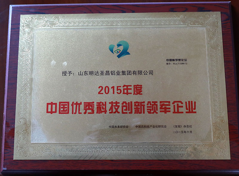 2015年度中國優(yōu)秀科技創(chuàng)新領軍企業(yè)