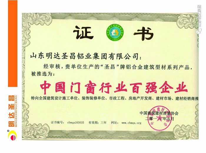 中國門窗行業(yè)百強(qiáng)企業(yè)